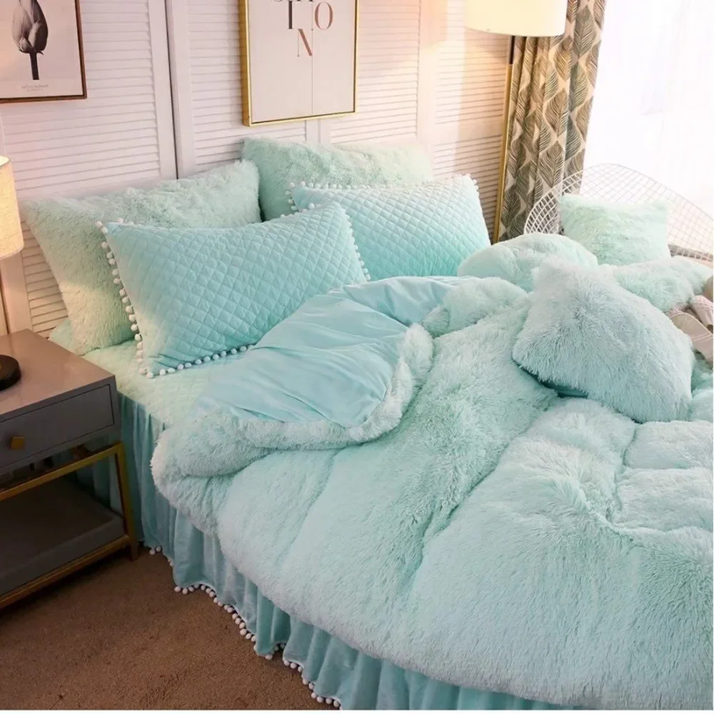 Liferevo Luxury Shaggy Plush Duvet Cover 1 PC Ultra Soft Hidden Zipper Closure